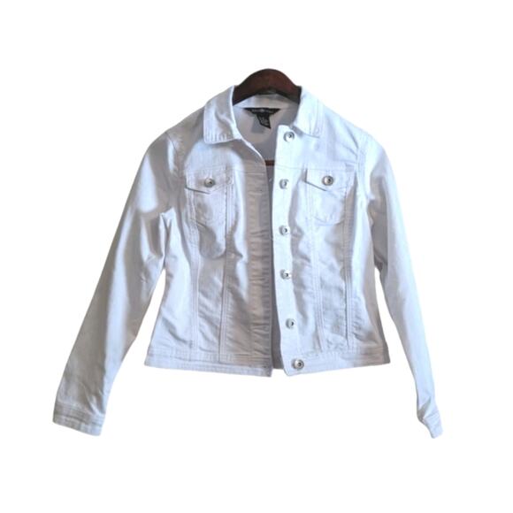 Blue Identity Jean Jacket White Small Petite - Picture 2 of 7